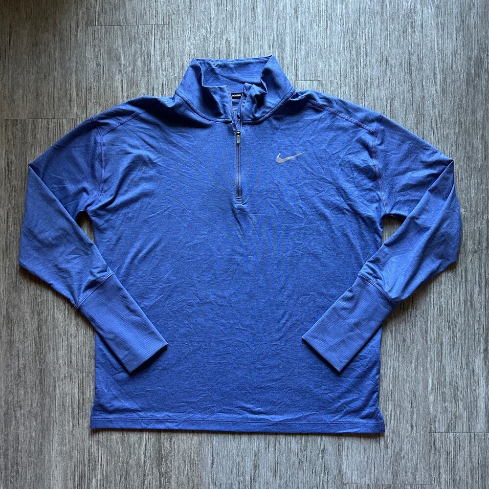 Nike Marled Blue/Gray Boxy Dri-Fit 1/4 Zip Long Sleeve Active Shirt Size Medium
